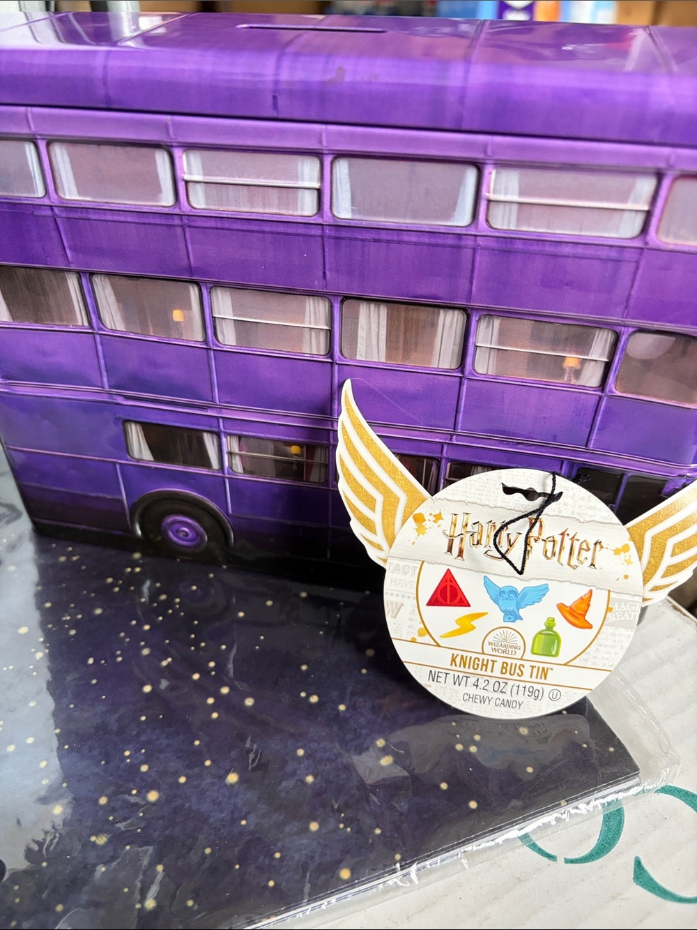 Warner Bros. Purple Knight Bus Candy Tin Bank